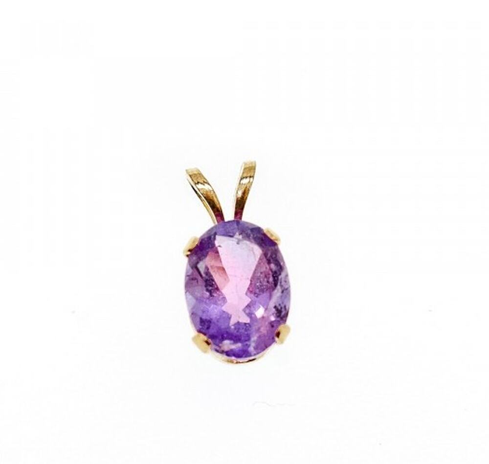 14K Yellow Gold Amethyst Pendant